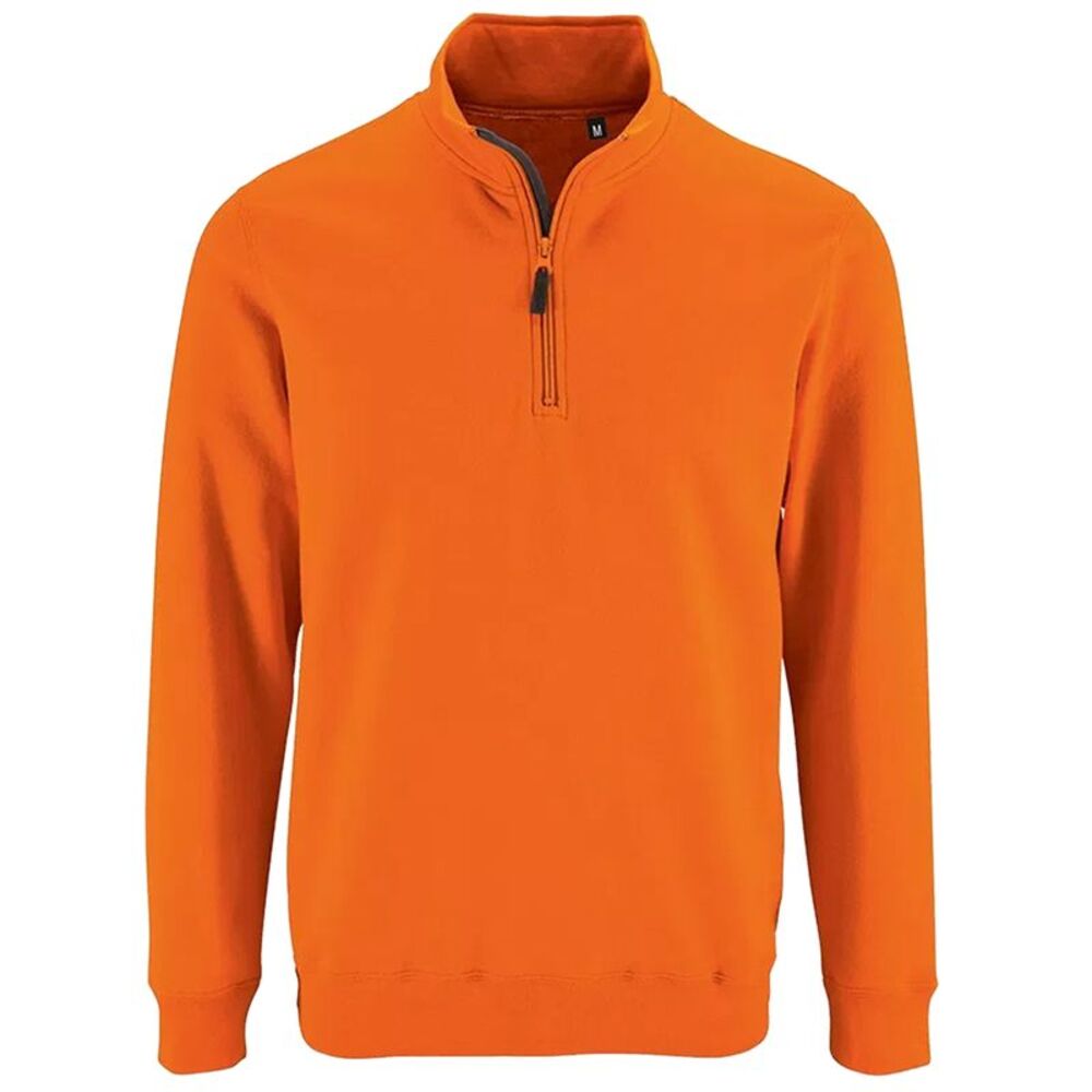 SOLS Mens Stan Contrast Zip Neck Sweatshirt / Orange